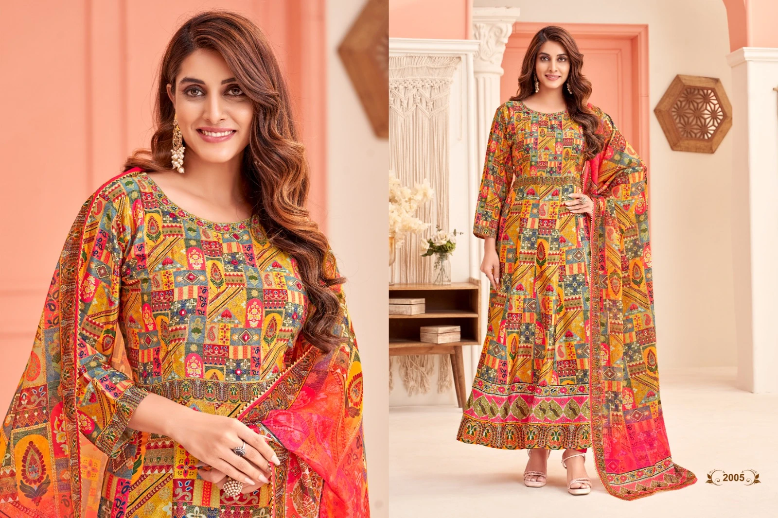 K.F Aaisha Maslin Wholesale Anarkali Readymade Salwar Suit Catalog — Wholesale Readymade Suit, MPA wholesale from Surat - Gallery Image 3